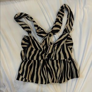 Zara Womens Zebra Striped Crop Top